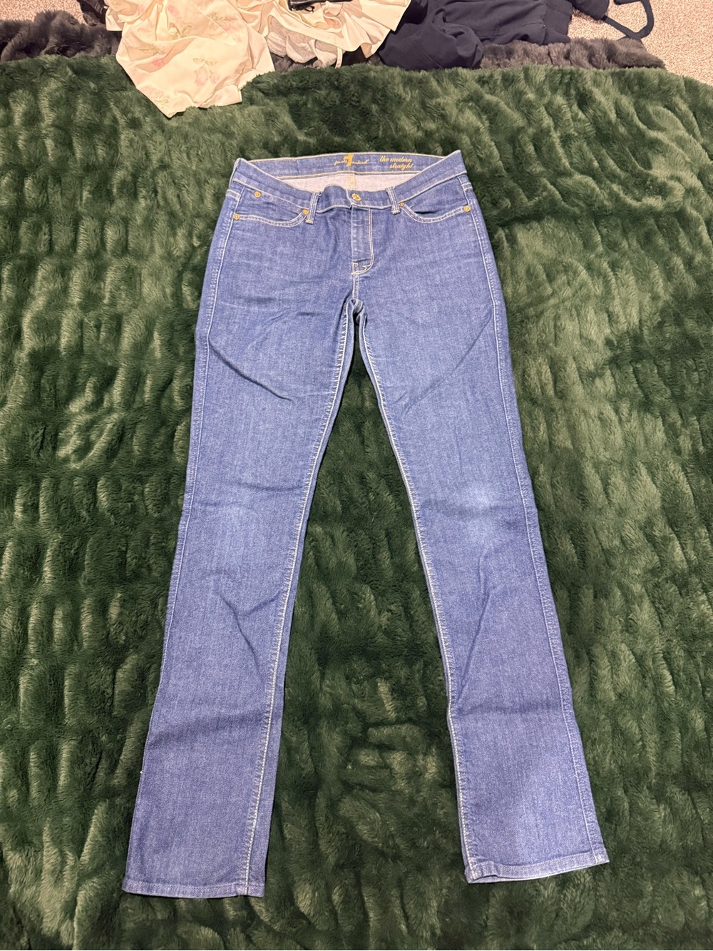 7 For All Mankind Women's Medium Blue Straight-Leg Jeans